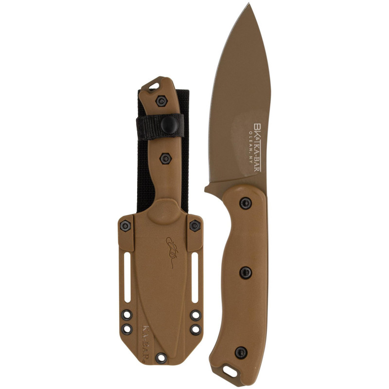 KA-BAR Becker Nessmuk Fixed Blade Knife Blade 4.312" Coyote Brown Handle w/Celcon Sheath