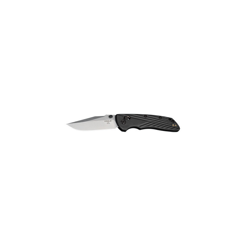 Hogue Deka Folding Knife Silver Plain Clip Point Edge 3.25" Blade Black Handle