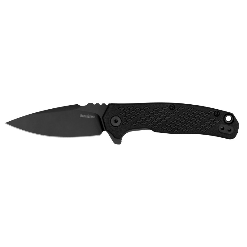 Kershaw Conduit Folding Knife Flipper Assisted Opening Plain Edge Black 2.9" Blade Black Handle