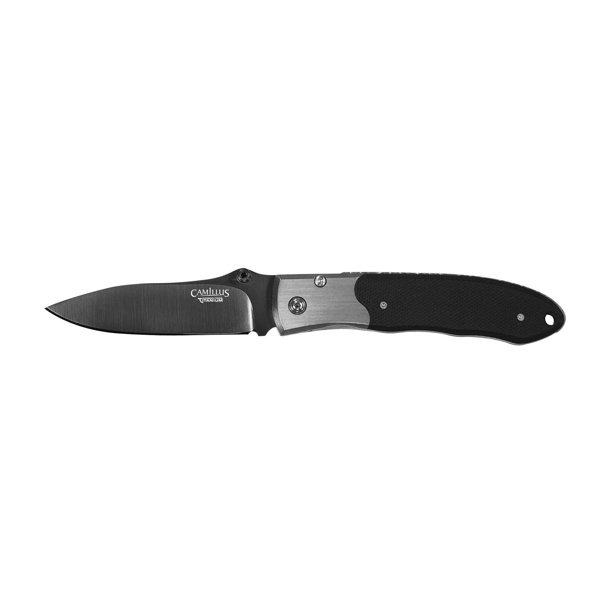 Camillus Pristine Folding Knife Black Blade 3" Black/Silver Handle