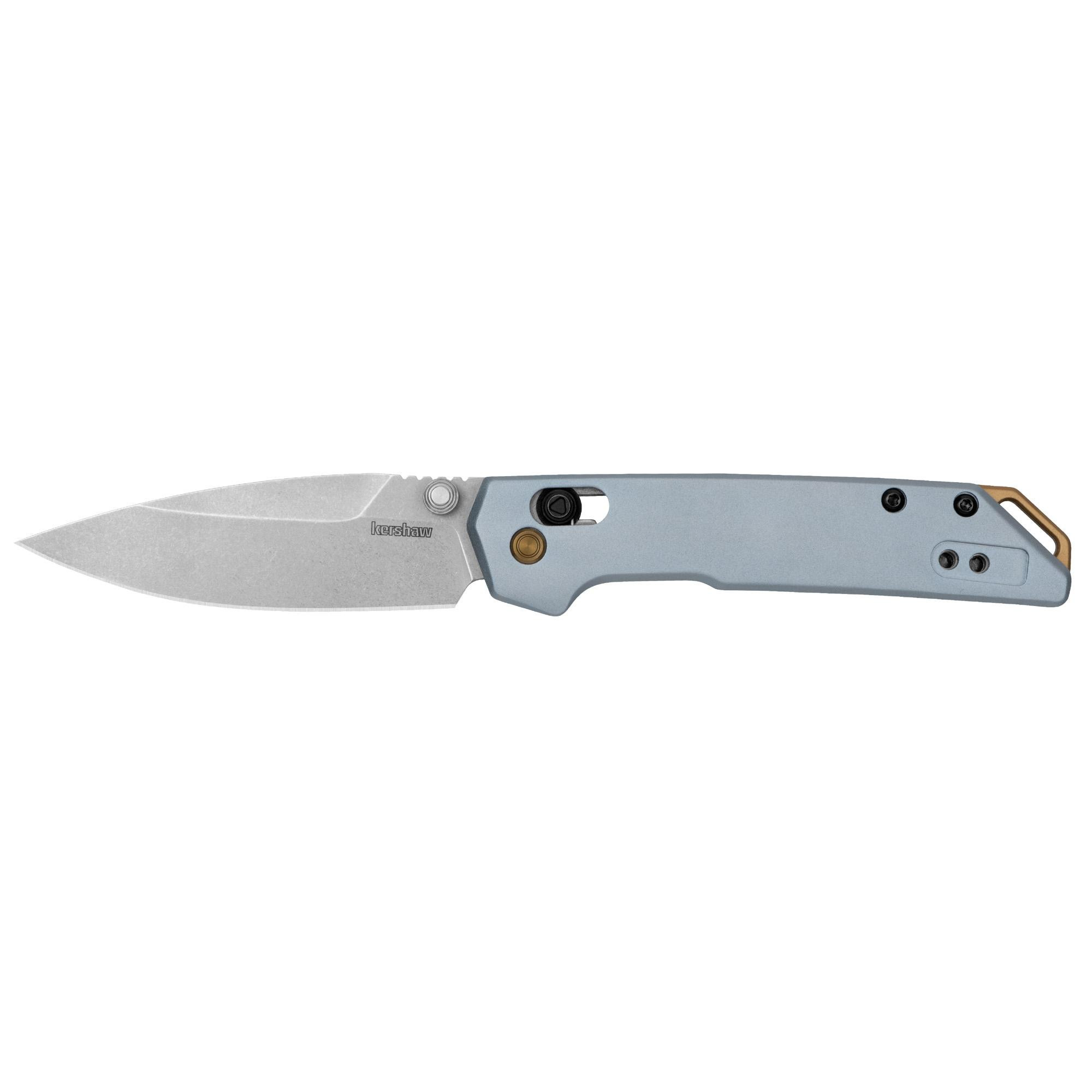 Kershaw Mini Iridium Folding Knife Silver Blade 3" Blue Handle