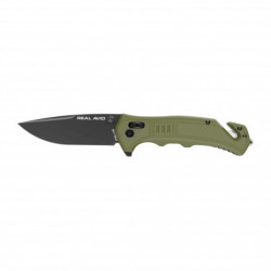 Real Avid RAV-4 Folding Knife Black Blade 3.25" Green/Black Handle